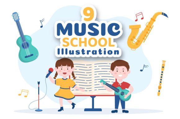 9 Music School Illustration Set