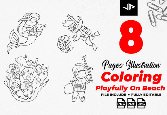 Coloring Ocean and Beach Cute Characters: A Versatile Resource for Education and Design